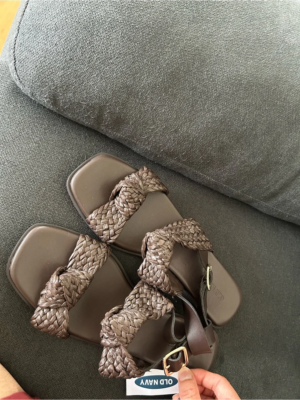 Old Navy Braided Double-Strap Sandals in Dark Brown